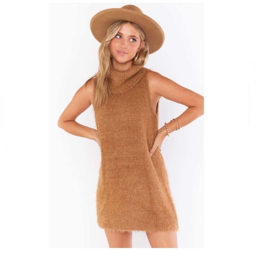 Show Me Your MuMu Sleeveless Fauna Dress Cognac Knit